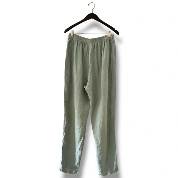 NWT Click Sage Green Linen Elastic Waist Pullon Pants Lagenlook Boho Size Large - Picture 7 of 9
